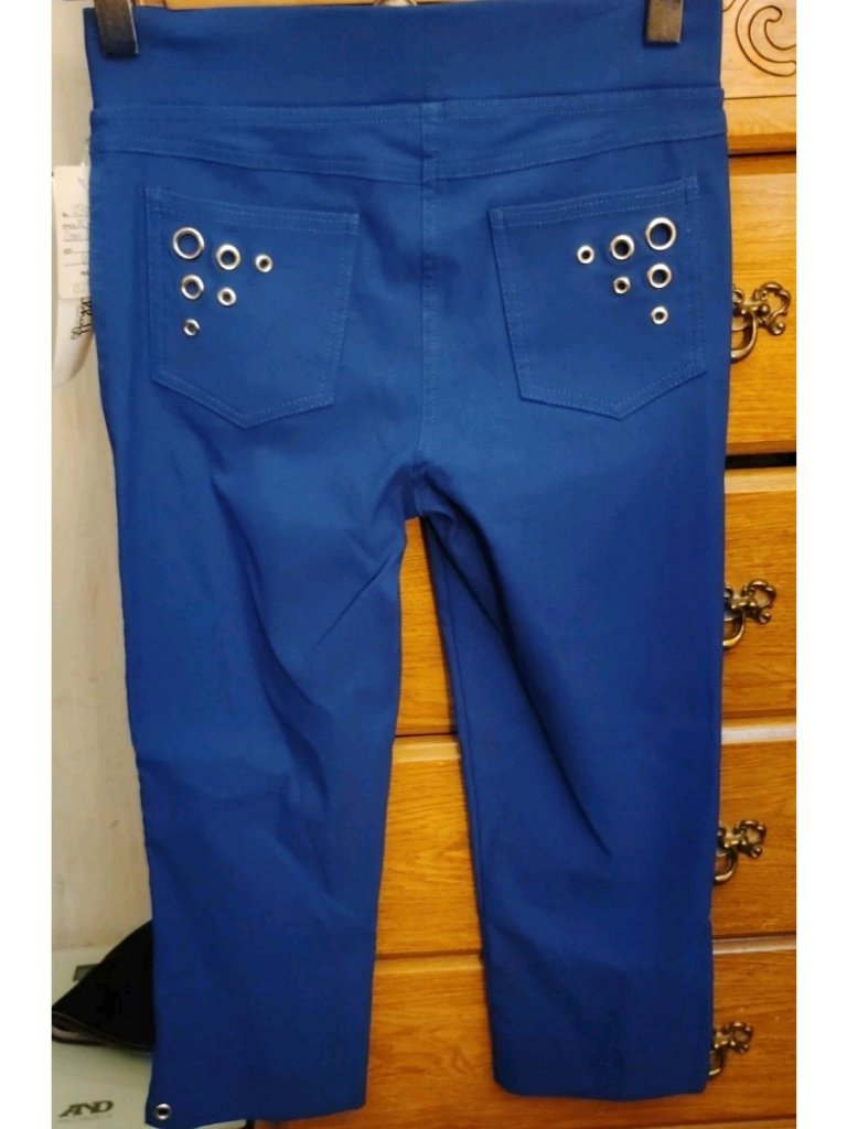 Joseph Ribkoff Blue Embellished Pull On Crop Pants 41336 Size 6 28x28